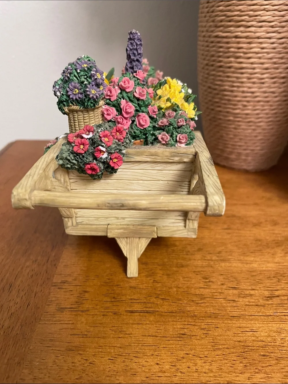Vintage 1996 San Francisco Music Box Company Resin Flower Cart or Wagon Figure